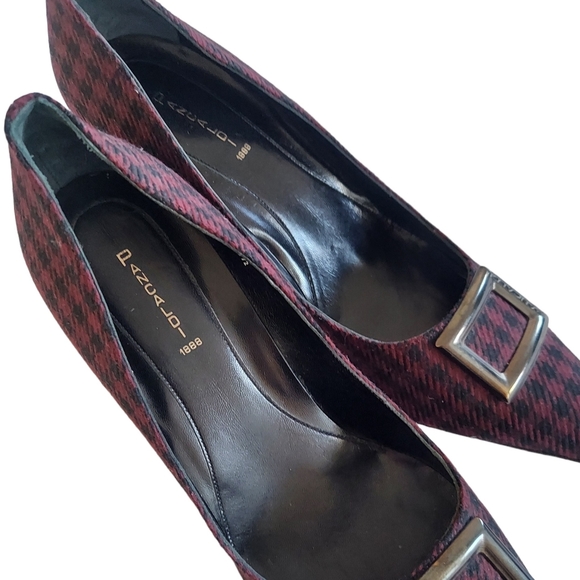 NWOB Pancaldi1888 Metal Buckle Houndstooth Pointed Toe Pumps Size 10.5 - Picture 6 of 7